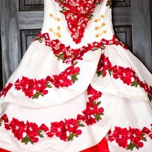 RAGAZZA Red and White Floral Dress